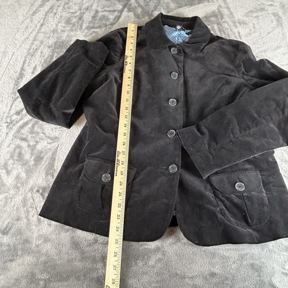 Lands End Velvet Blazer Womens Large Black Lined Jacket Preppy Heritage Classic - Picture 9 of 15